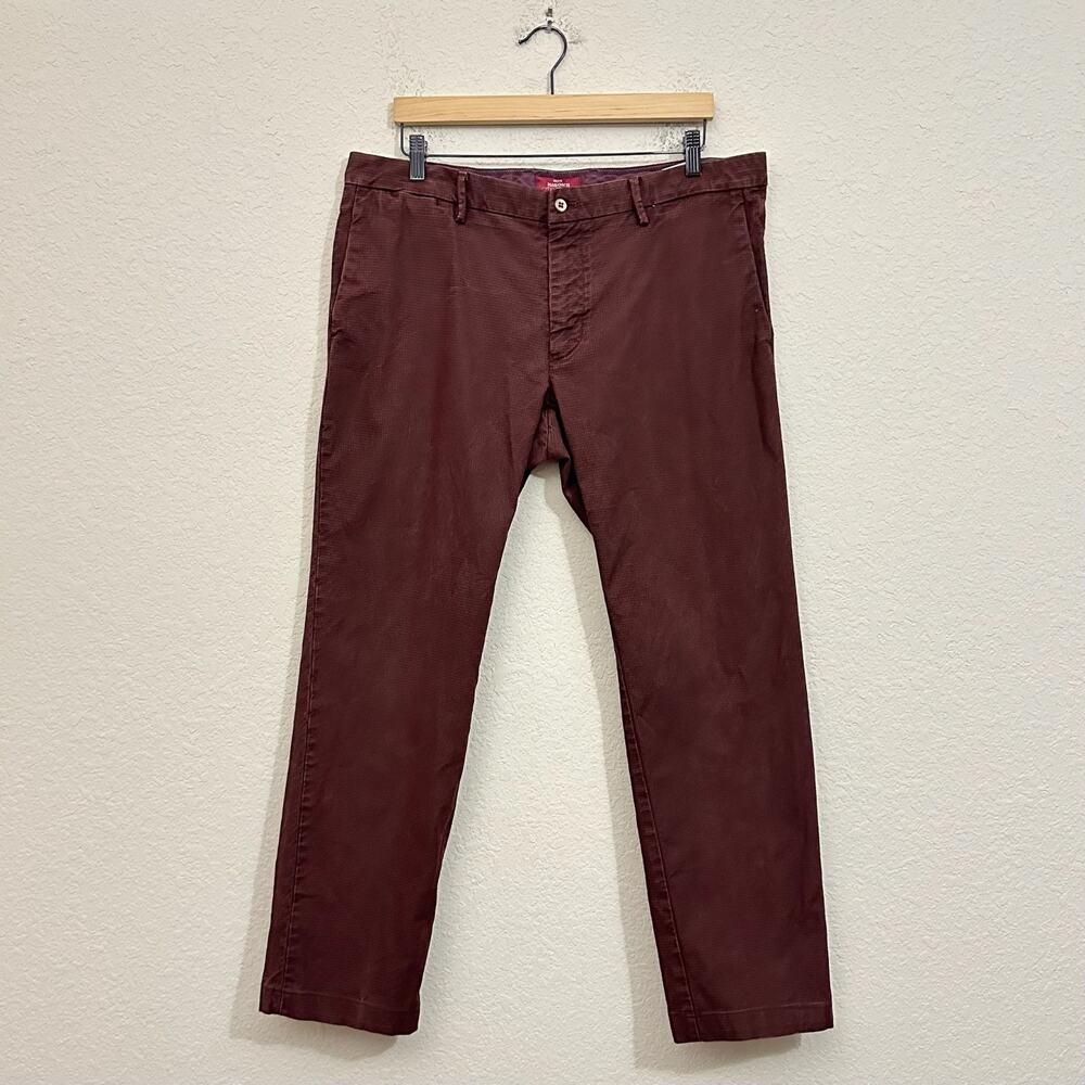 MASONS CLOTHING Ems Pants Burgundy Cotton Stretch Straight Chino